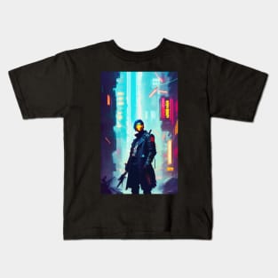 Abstract Cyberpunk Cyborg Kids T-Shirt